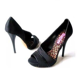 Betsey Johnson Whitney Peep Toe Satin Pumps